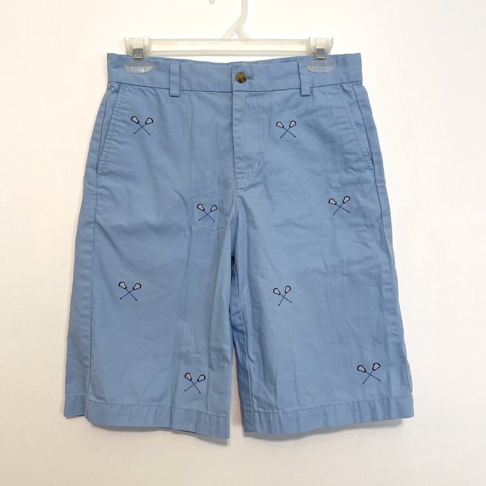 VINEYARD VINES Boys Lacrosse Embroidered Breaker Shorts Light Blue 11" Inseam 16